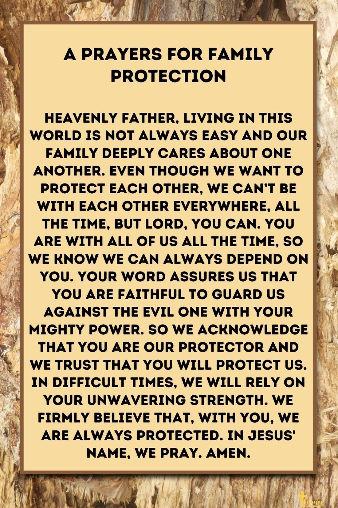 A Prayers for Family Protection on Brown Background