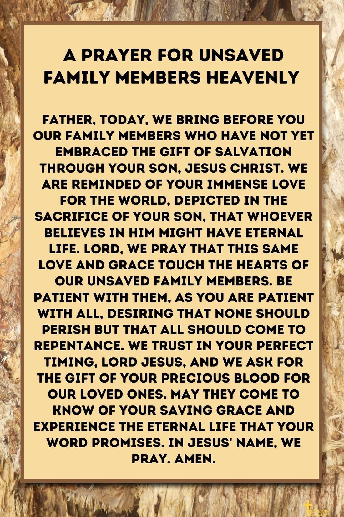 A Prayer For Unsaved Family Members on Brown Background