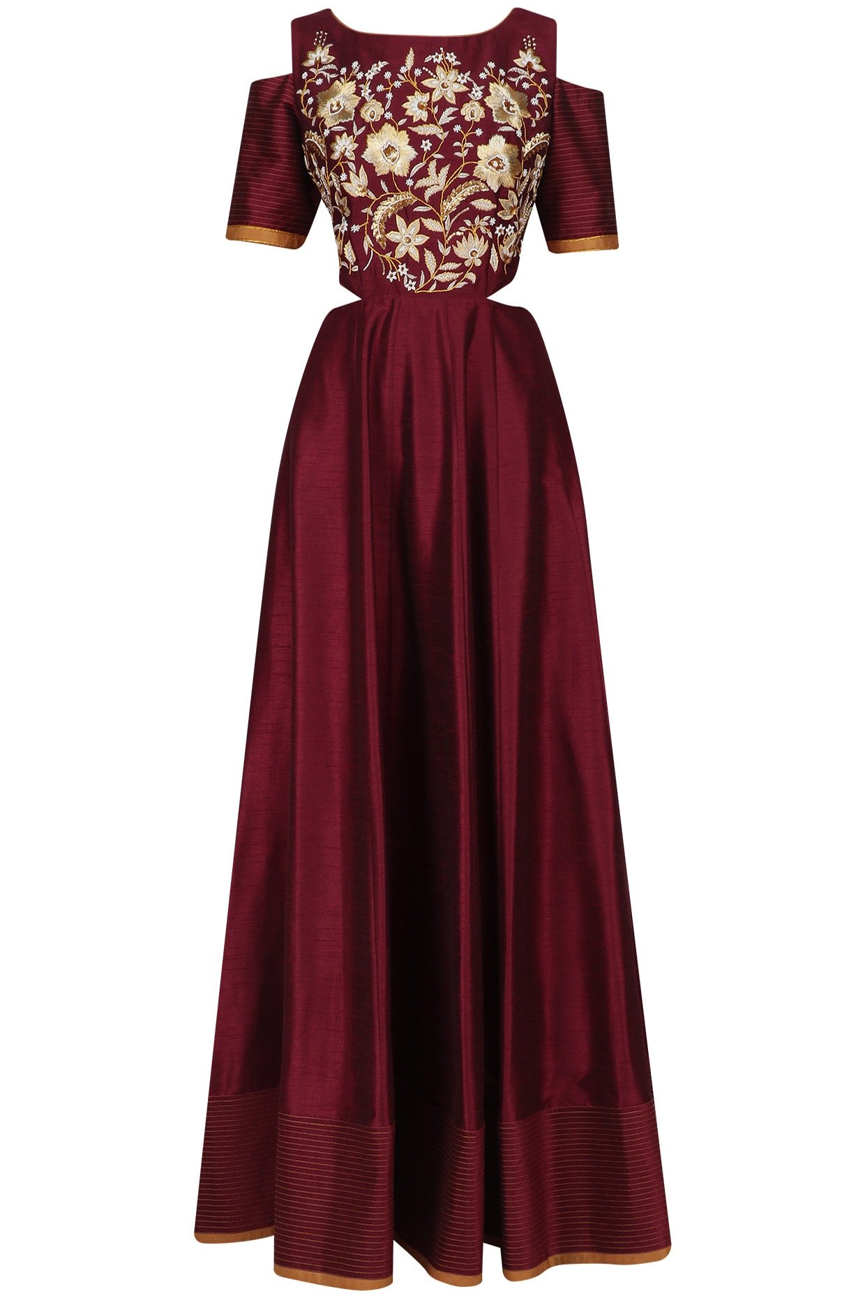 maroon anarkali gown