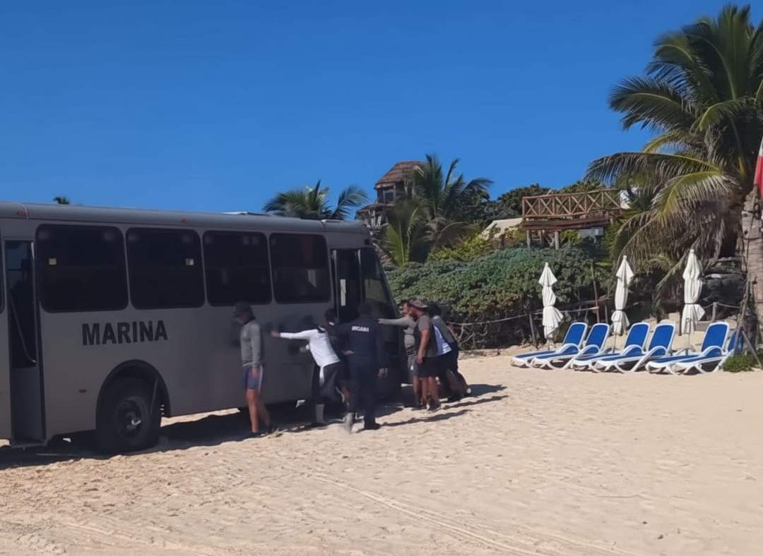 Navy Truck Gets Stuck on Protected Tulum Beach During Turtle Nesting Season