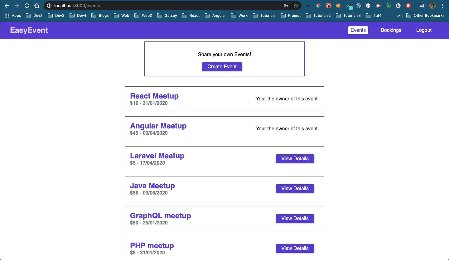 Event page