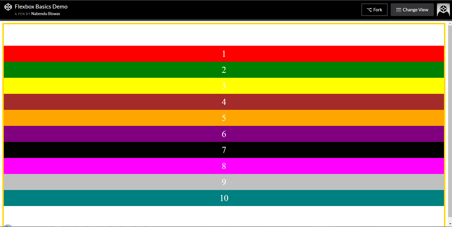 justify-content: center; — Nice trick to center the content on the screen
