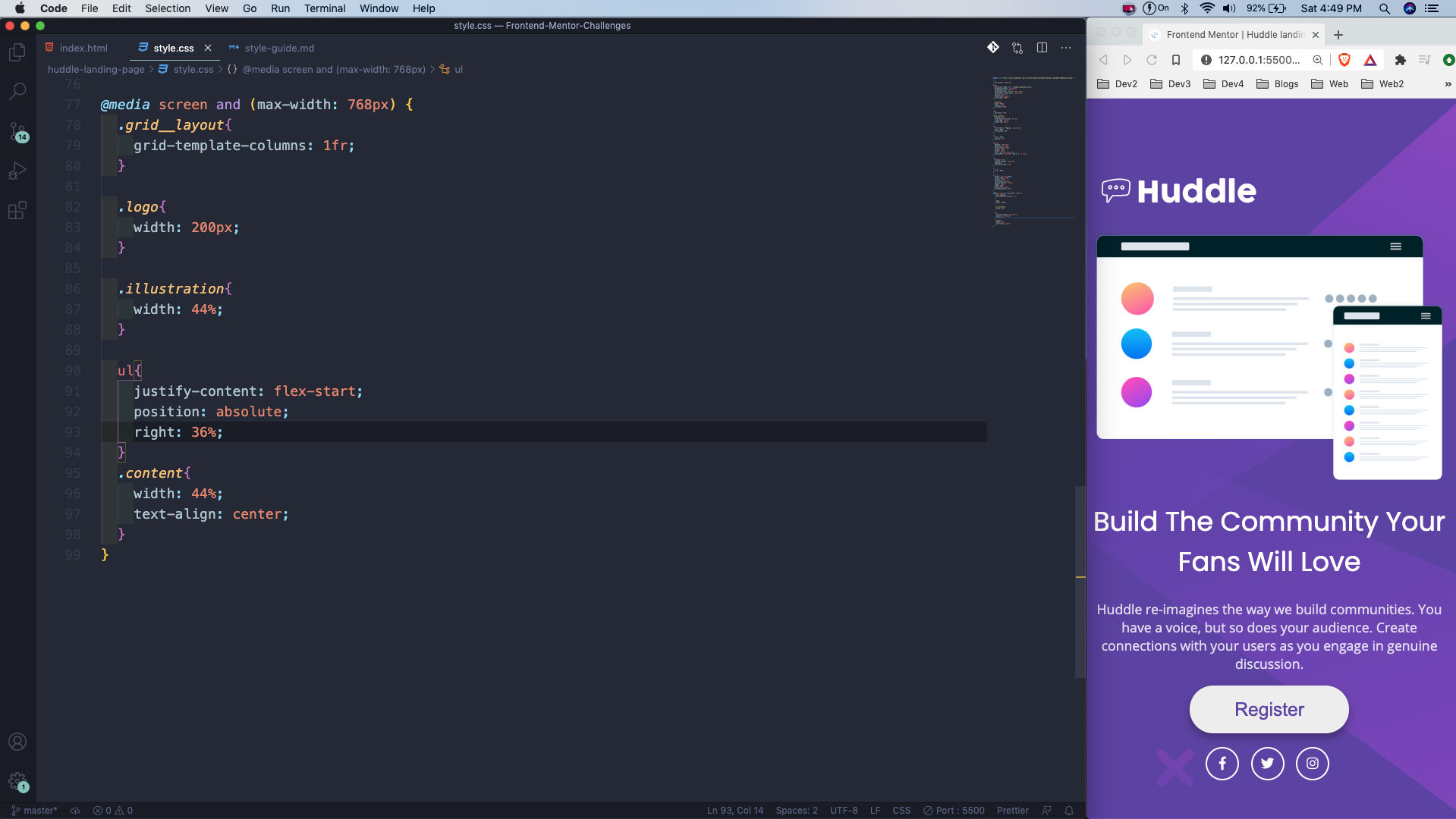 Mobile layout