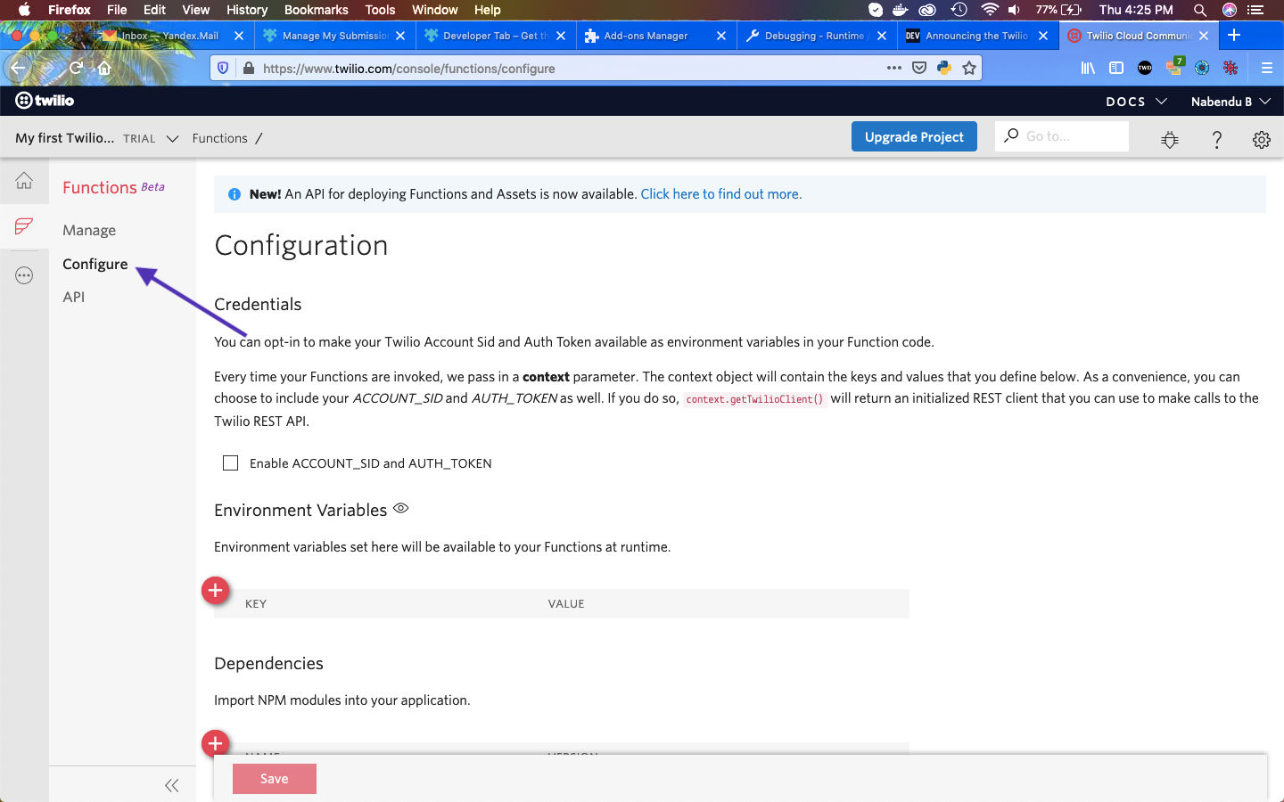Configure