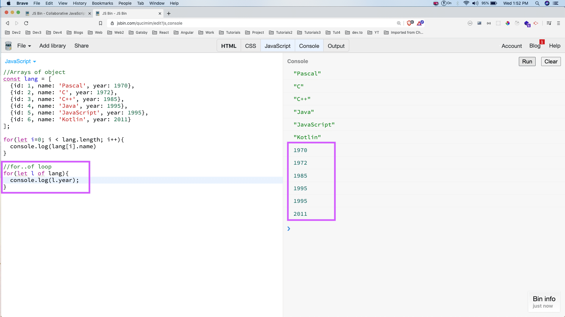 for of loop