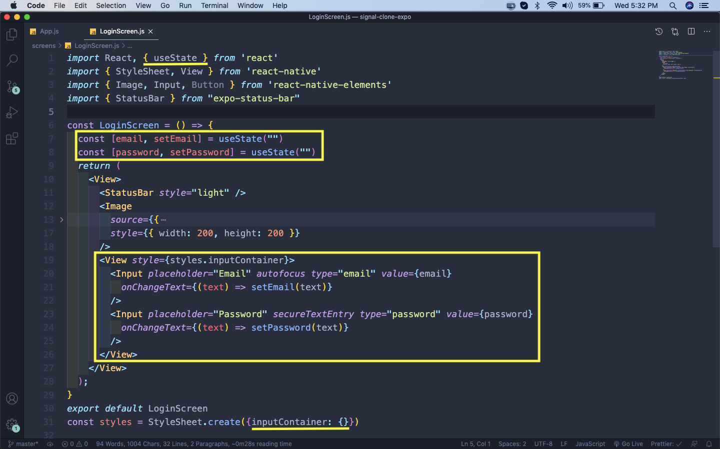 LoginScreen.js