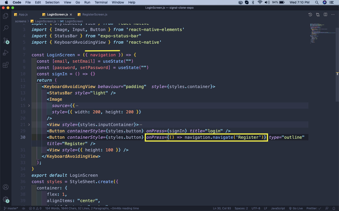 LoginScreen.js
