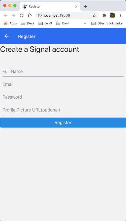 Register Screen