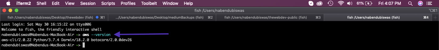 aws — version