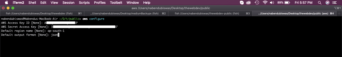 aws configure