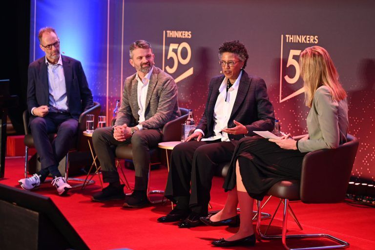 Session with Jørgen Vig Knudstorp, Erinch Sahan, Linda Hill, and moderator Julia Binder
