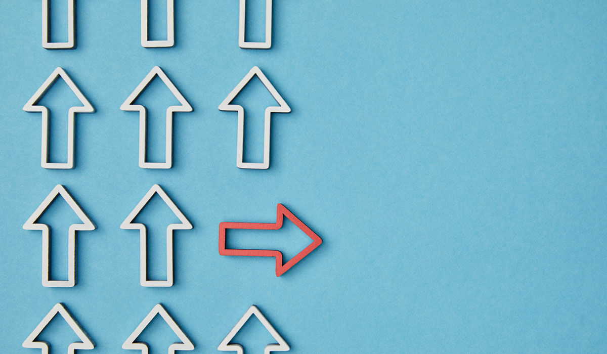 Arrows on a blue background signifying leadership