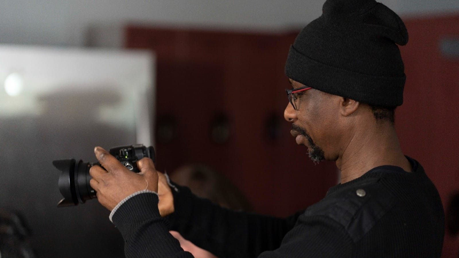 Moses Udoh on set during filming