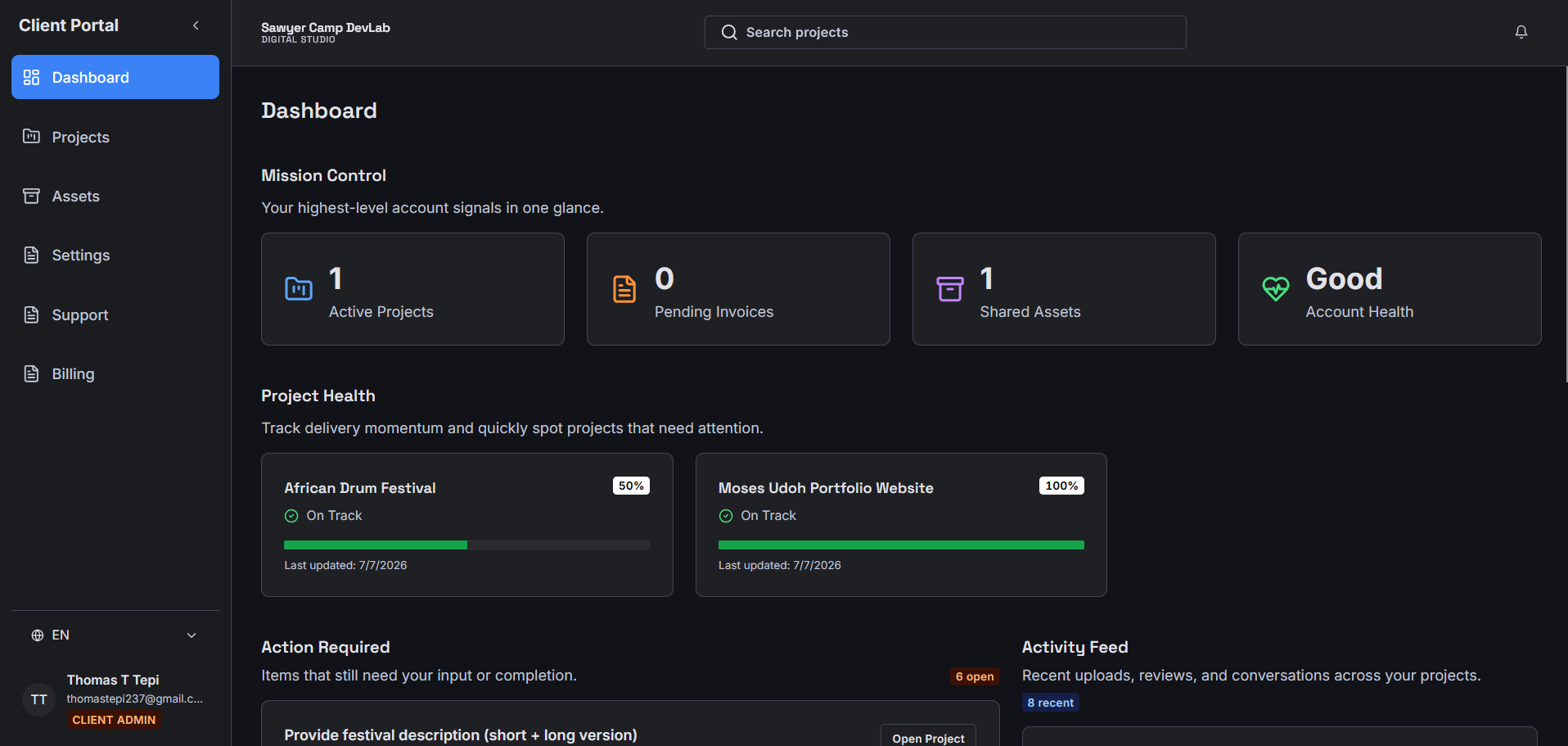 Sawyer Camp DevLab Client Portal