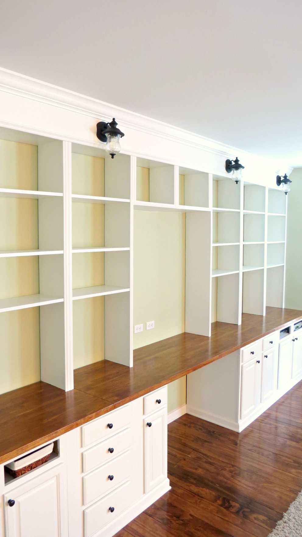 Remodelaholic Build A Wall To Wall Built In Desk And Bookcase Pertaining To Full Wall Shelving Units (Photo 10 of 15)