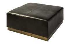 Black Leather Wrapped Ottomans