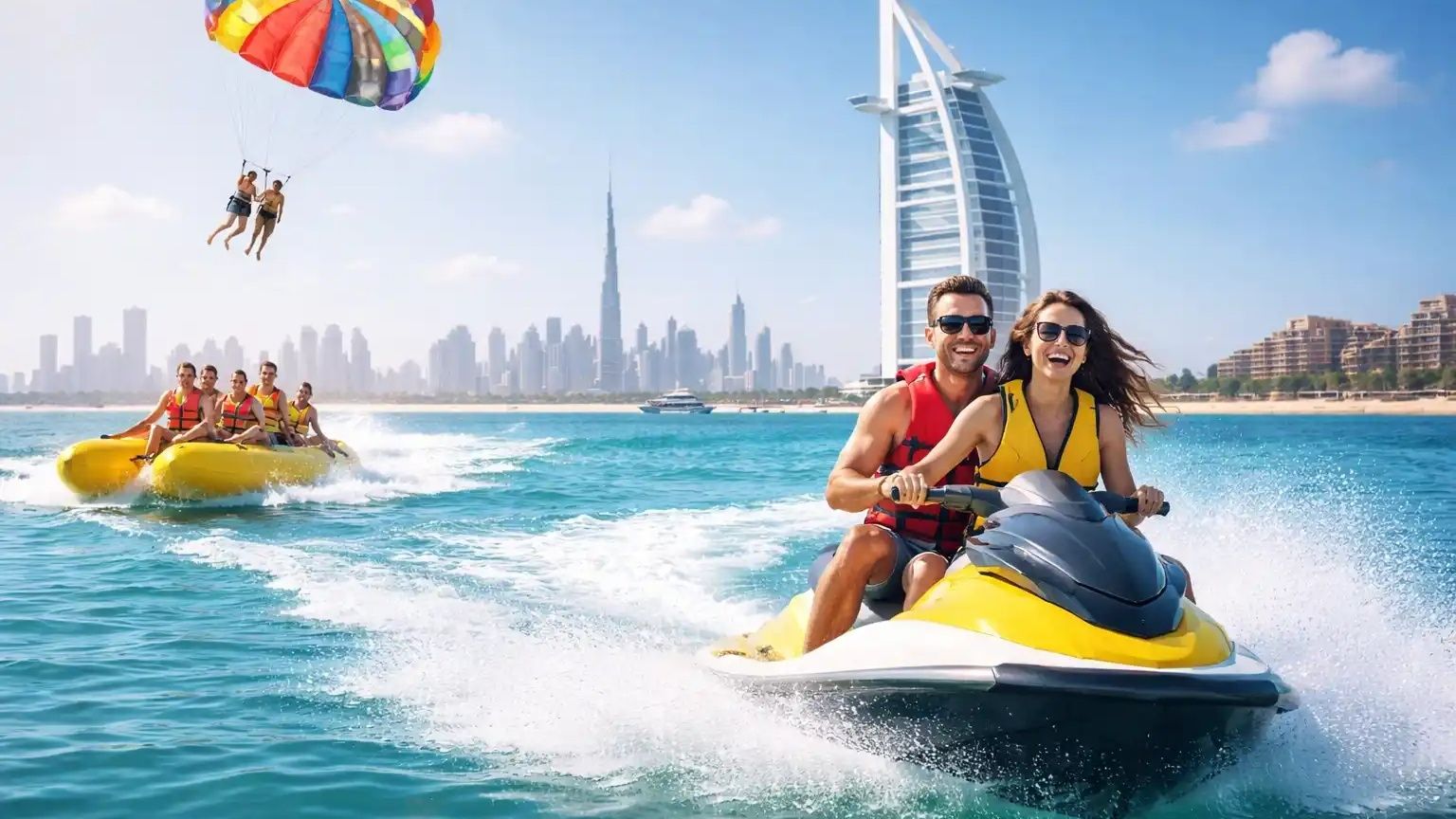 Water sports activities in Dubai featuring jet ski and sea adventures booked through SixGuides