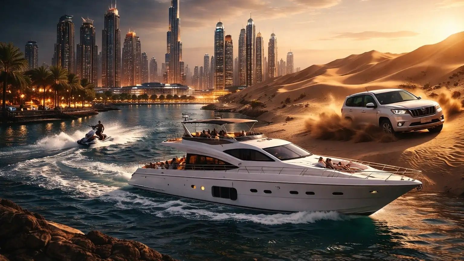 Best things to do in Dubai including desert safari adventure and luxury yacht rental experience