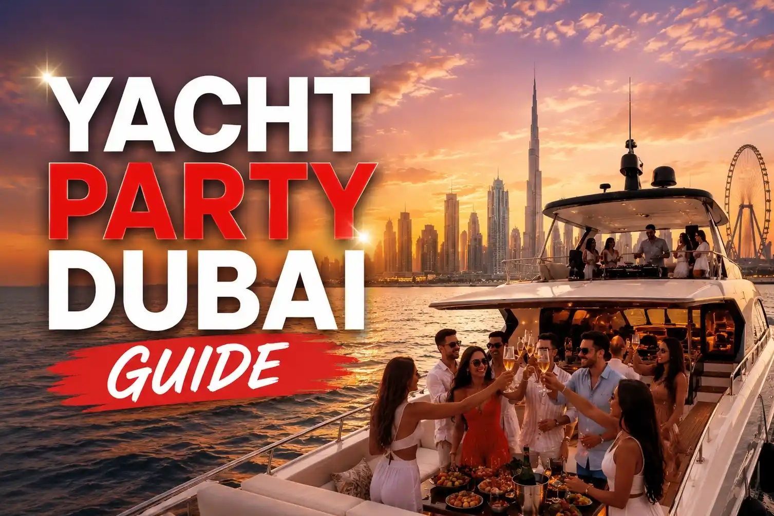 Yacht party Dubai guide with luxury yacht celebration and skyline views