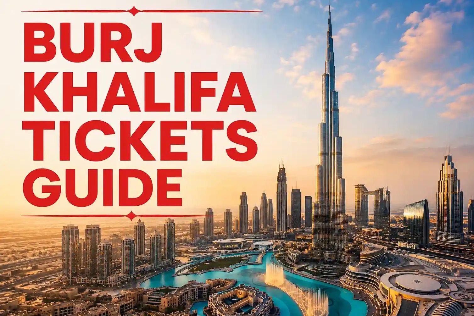 Burj Khalifa tickets guide with Downtown Dubai skyline and At The Top view