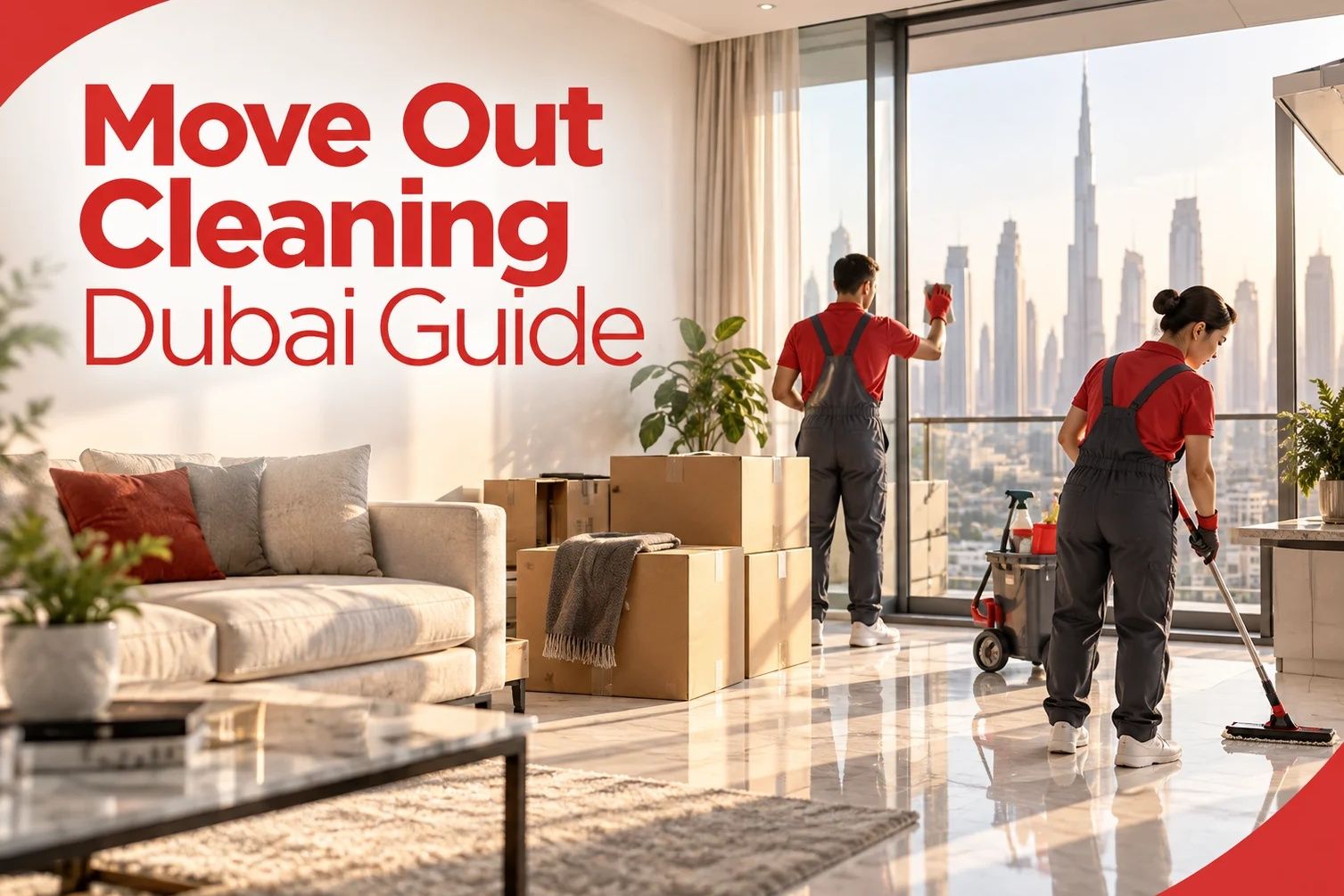 Move out cleaning Dubai guide with professional cleaners preparing apartment handover