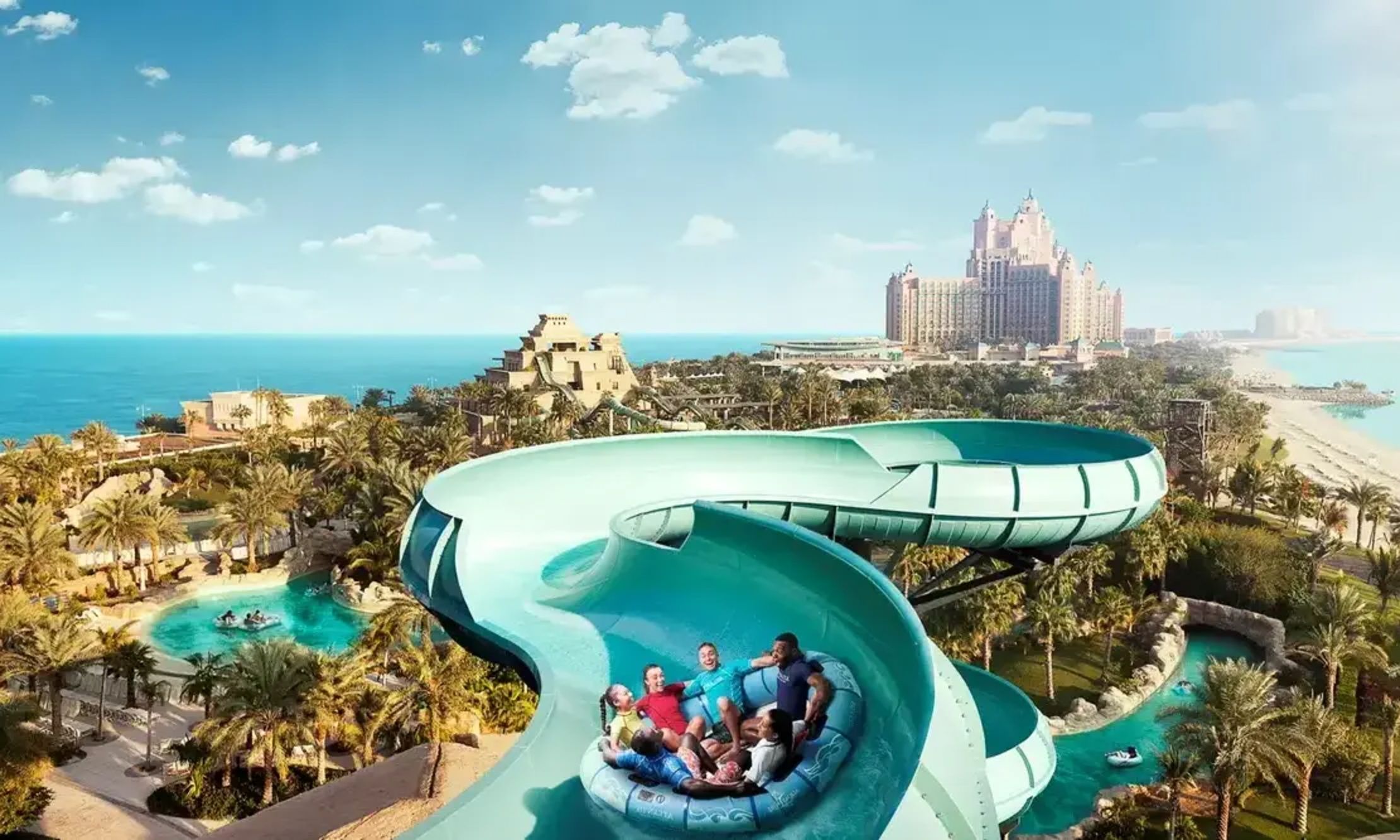 Families on the slide in aquaventure