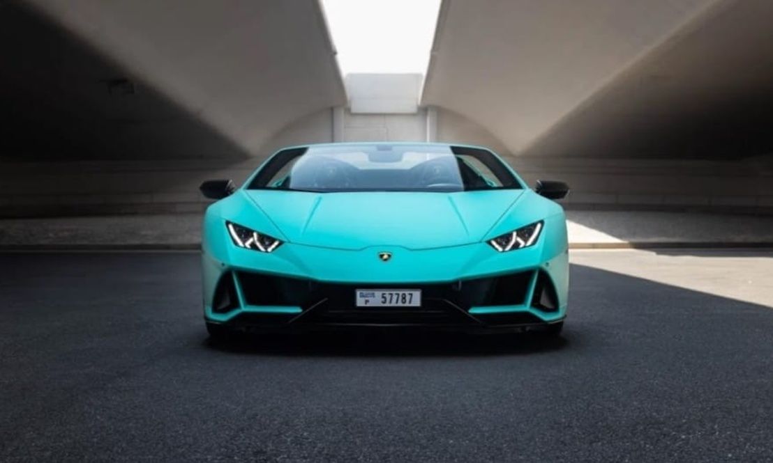 2023 Lamborghini Huracan EVO front view in Dubai.
