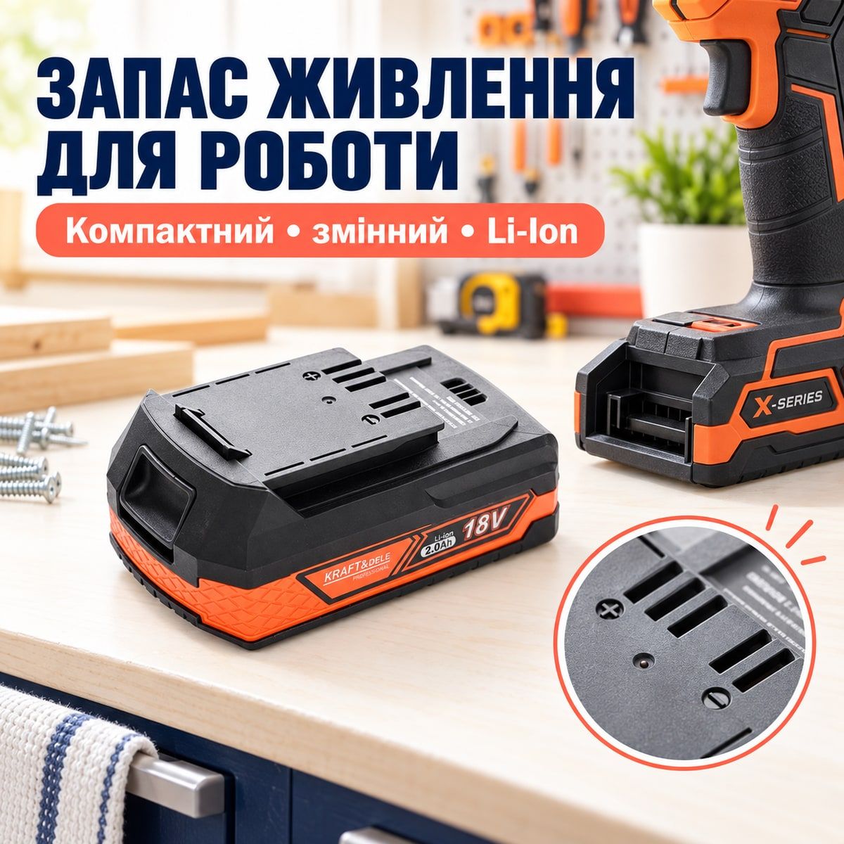 Аккумулятор для шуруповерта 2Ач Kraft&Dele KD1778 аккумулятор для электроинструментов