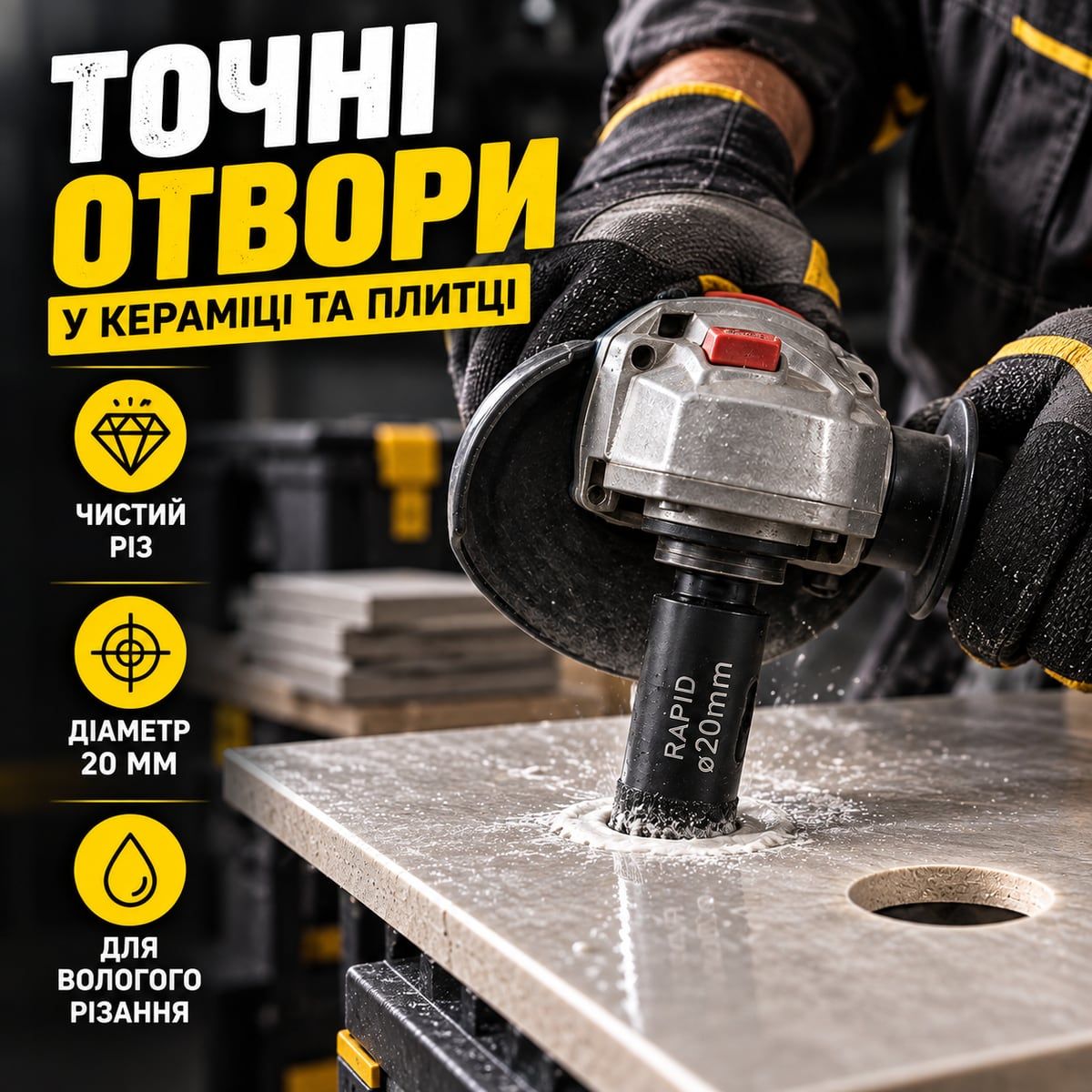 Алмазная коронка Mar Pol M22647 20 мм для плитки керамики и керамогранита