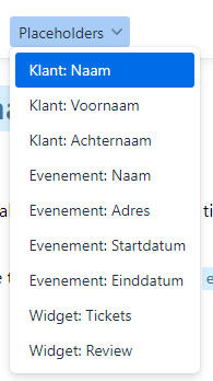 Parameters in je bevestigingsmail selecteren