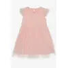 Dress Glitter Tulle Ruffle Salmon - Material 10% Lycra & 90% Cotton - for Baby Girl - FemCasual