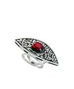 red Women Silver Ring