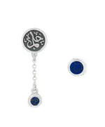 blue women Silver Earring