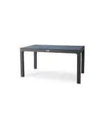 Rattan Table - Plastic Garden Table 90 x 150 cm - Glass Surface - Outdoor Furniture