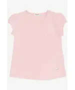 Short-Sleeved T-Shirt with Pink Rose - Baby Girl Wear - 90% Cotton & 10% Lycra