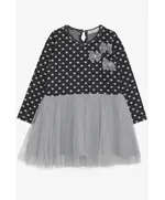Black Tulle and Bow Long Sleeve Dress - Baby Girls' Wear - Cotton & Lycra