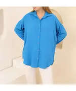 Long Shirt - Casual & Elegant - Women's Wear - 95% Cotton - 5% Elastane