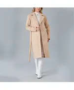 Coat with Belt and Drop Shoulder - Women's Wear - Turkey Fashion