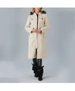 Coat with Feather Hood - Women's Wear - Turkey Fashion