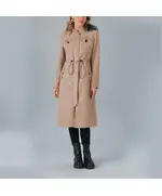 Coat with Feather Hood - Women's Wear - Turkey Fashion