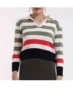 Long Sleeve Sweater With Polo Neck - Women's Wear - 70% Cotton & 30% Polyester