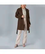 معطف قصير مع حزام - ملابس نسائية - الموضة التركية - Vista - تجارة هب
