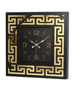 Revello Saat - Modern Wall Clock - Black & Gold - Square Design