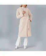 Collared Coat with Button Front and Belt - Women's Wear - Turkey Fashion