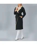 Quilted Coat with Furry Collar (Linen) - Women's Wear - Turkey Fashion