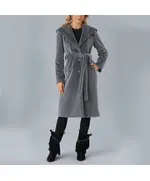 Coat with Hooded and Belt Detail - Women's Wear - Turkey Fashion