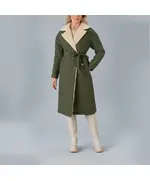 Quilted Coat with Furry Collar (Linen) - Women's Wear - Turkey Fashion