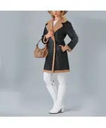 Coat with Furry Buttoned Collar - Women's Wear - Turkey Fashion