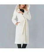 Coat with Hooded and Belt Detail - Women's Wear - Turkey Fashion