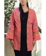 Egyptian Pink Long Embroidered Kimono - Clother For Women - Cotton - Fashionable - Tijarahub